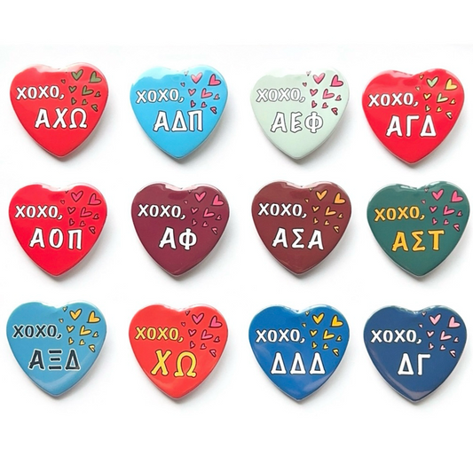 XOXO Sorority Heart Shaped Button