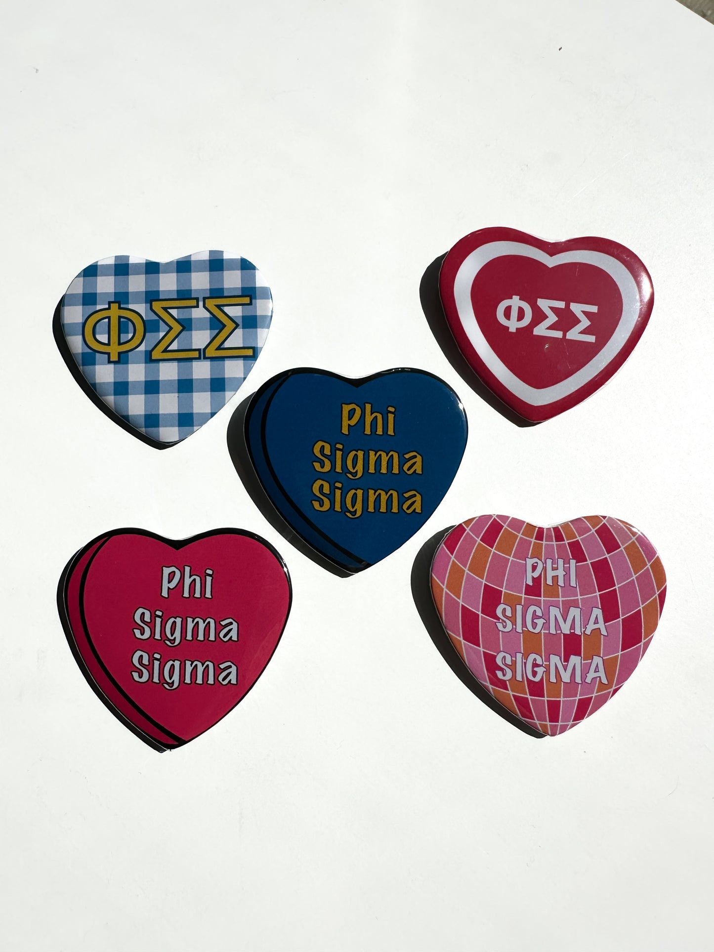 Phi Sigma Sigma Heart Button Set