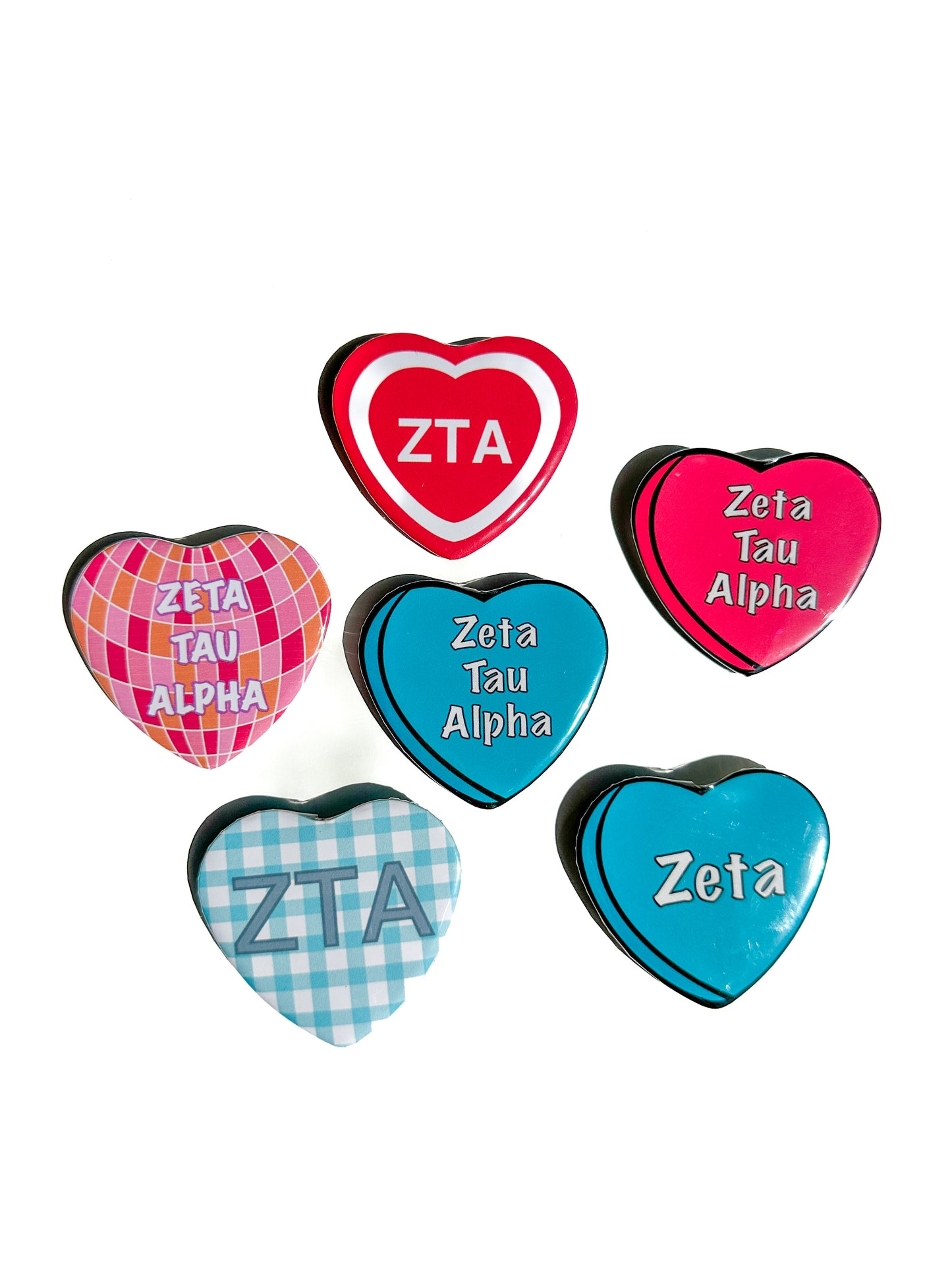 Zeta Tau Alpha Heart Button Set