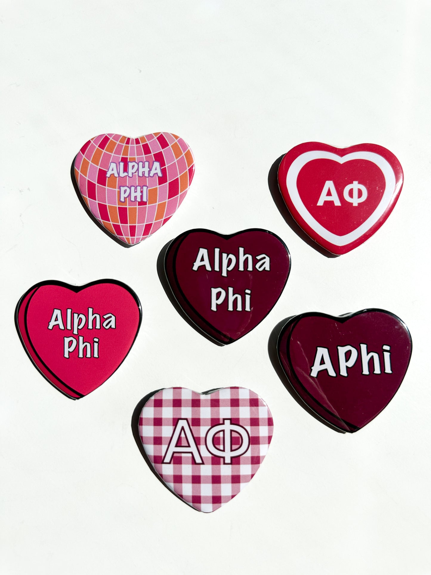 Alpha Phi Heart Button Set