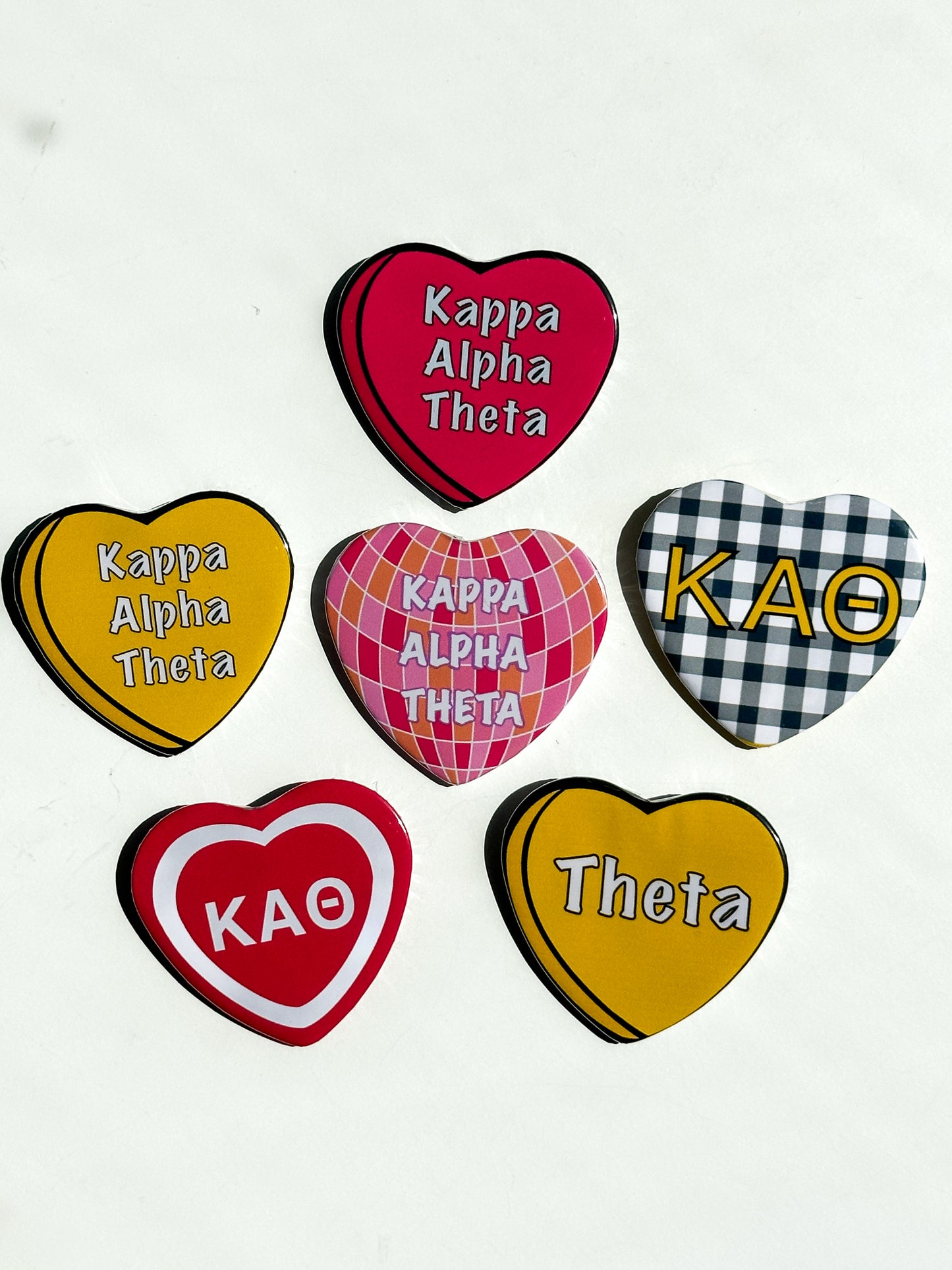 Kappa Alpha Theta Heart Button Set