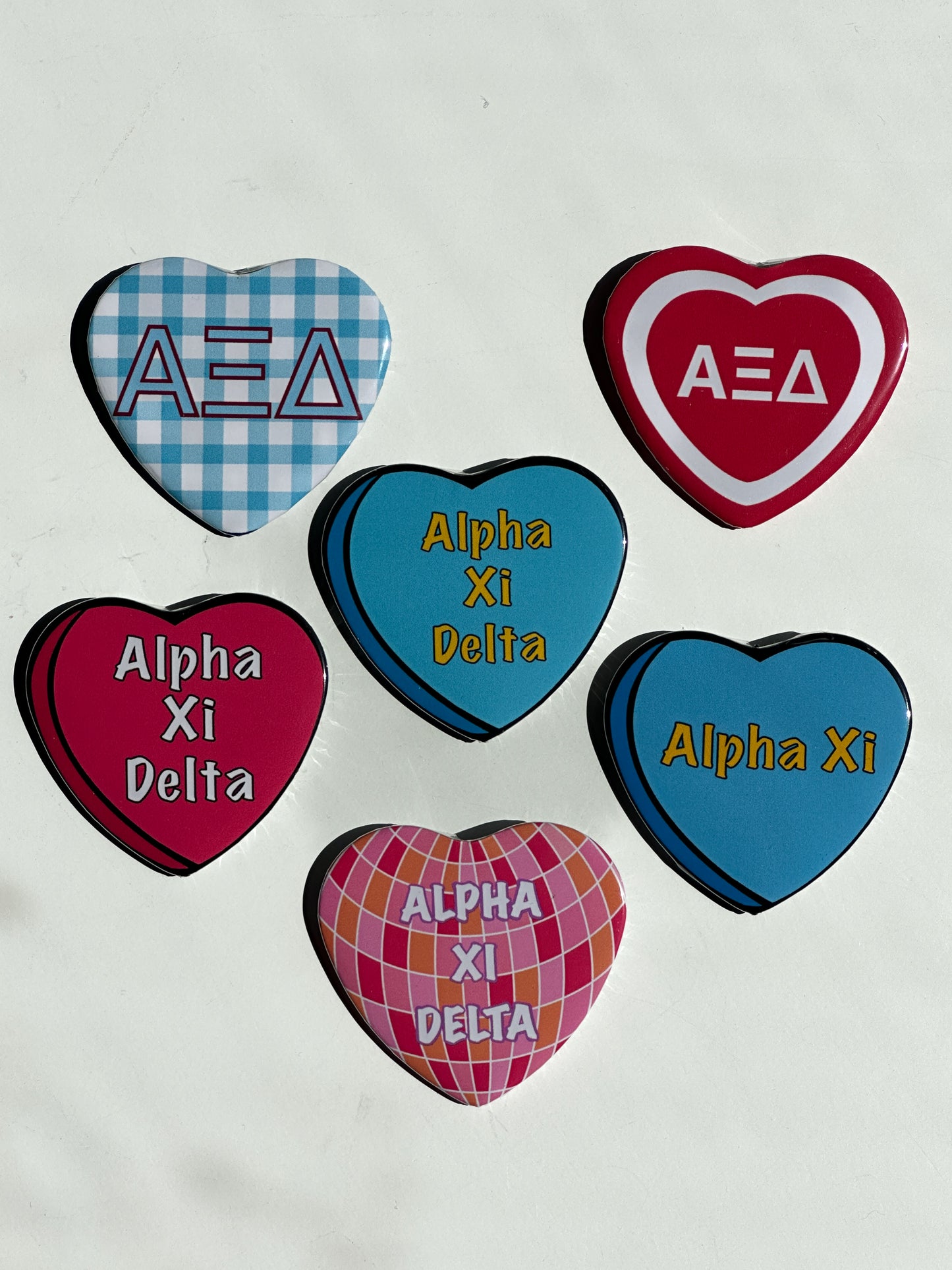 Alpha Xi Delta Heart Button Set