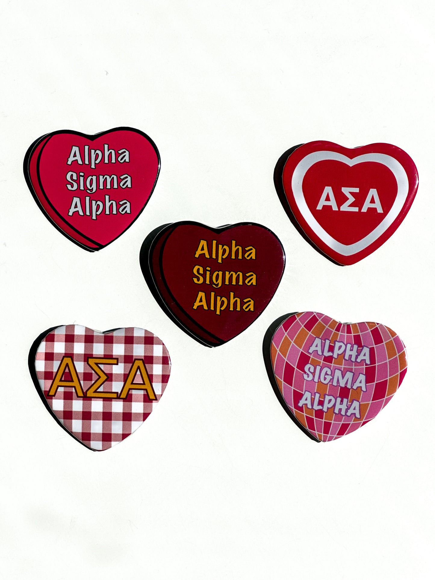 Alpha Sigma Alpha Heart Button Set