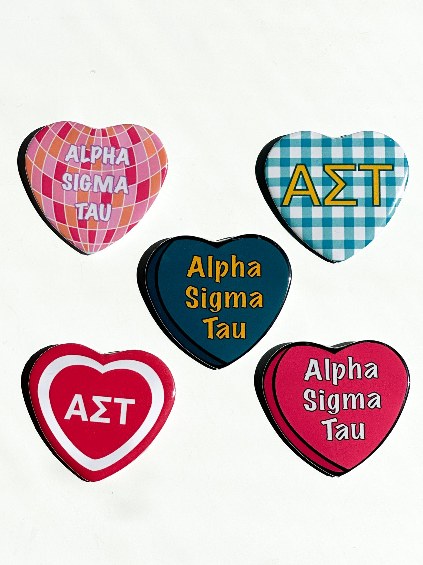 Alpha Sigma Tau Heart Button Set