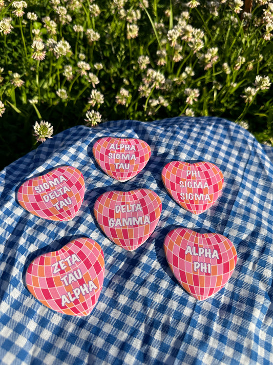 Disco Heart Sorority Button