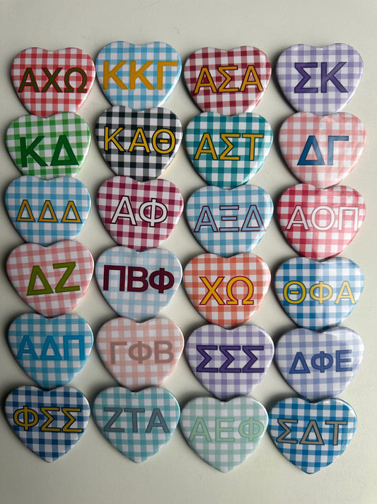 Picnic Heart Sorority Button