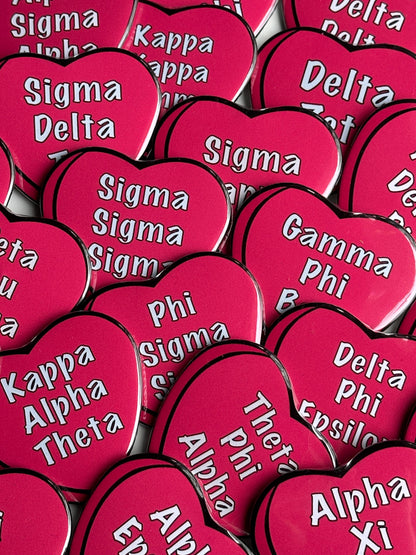 Pink Candy Heart Sorority Button