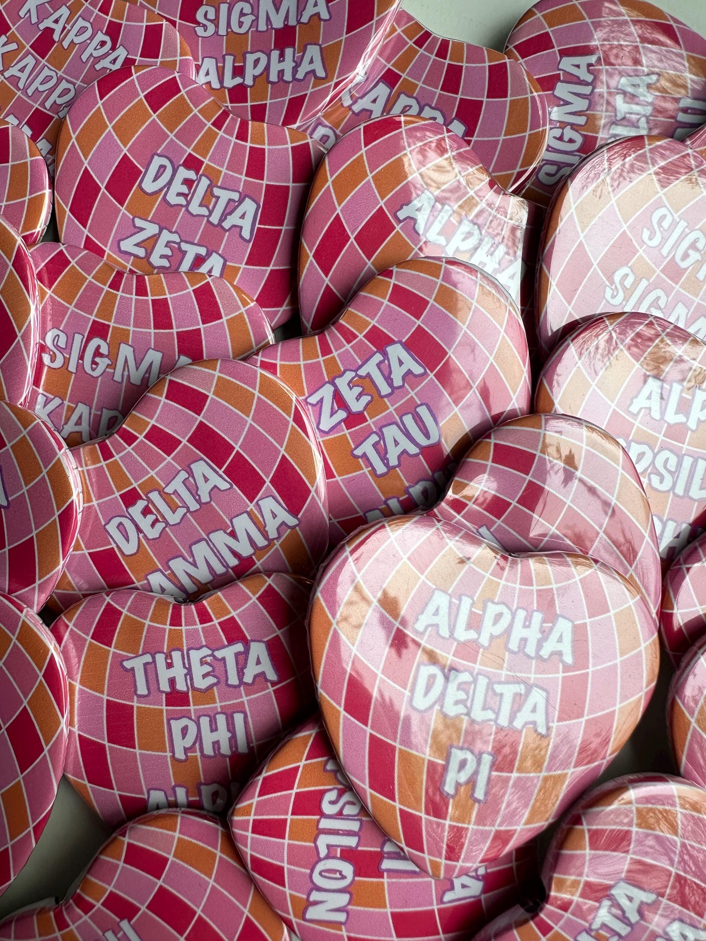 Disco Heart Sorority Button