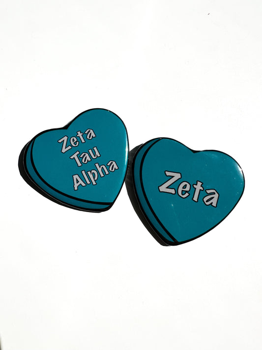 Zeta Tau Alpha Candy Heart Button