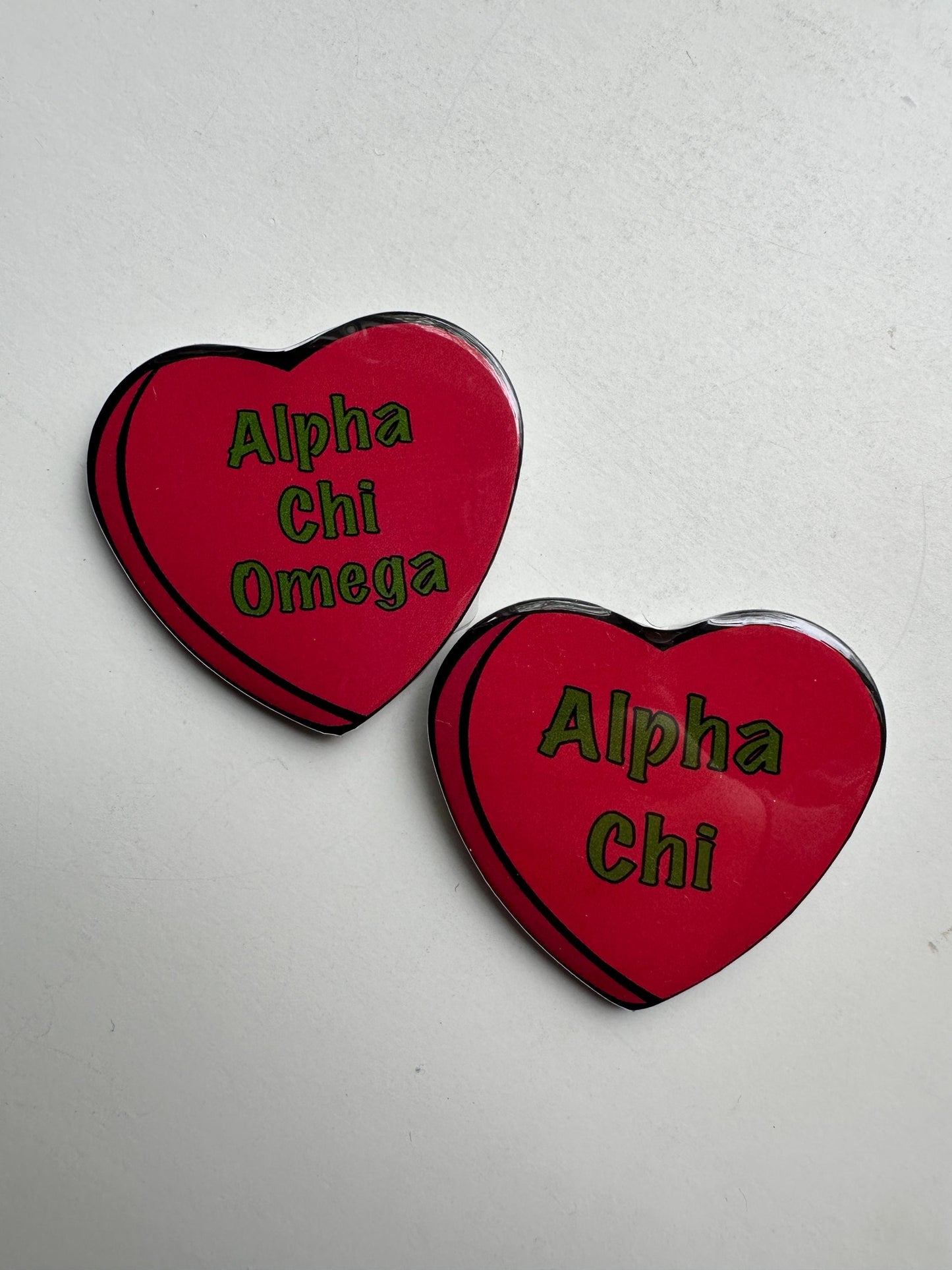 Alpha Chi Omega Candy Heart Button