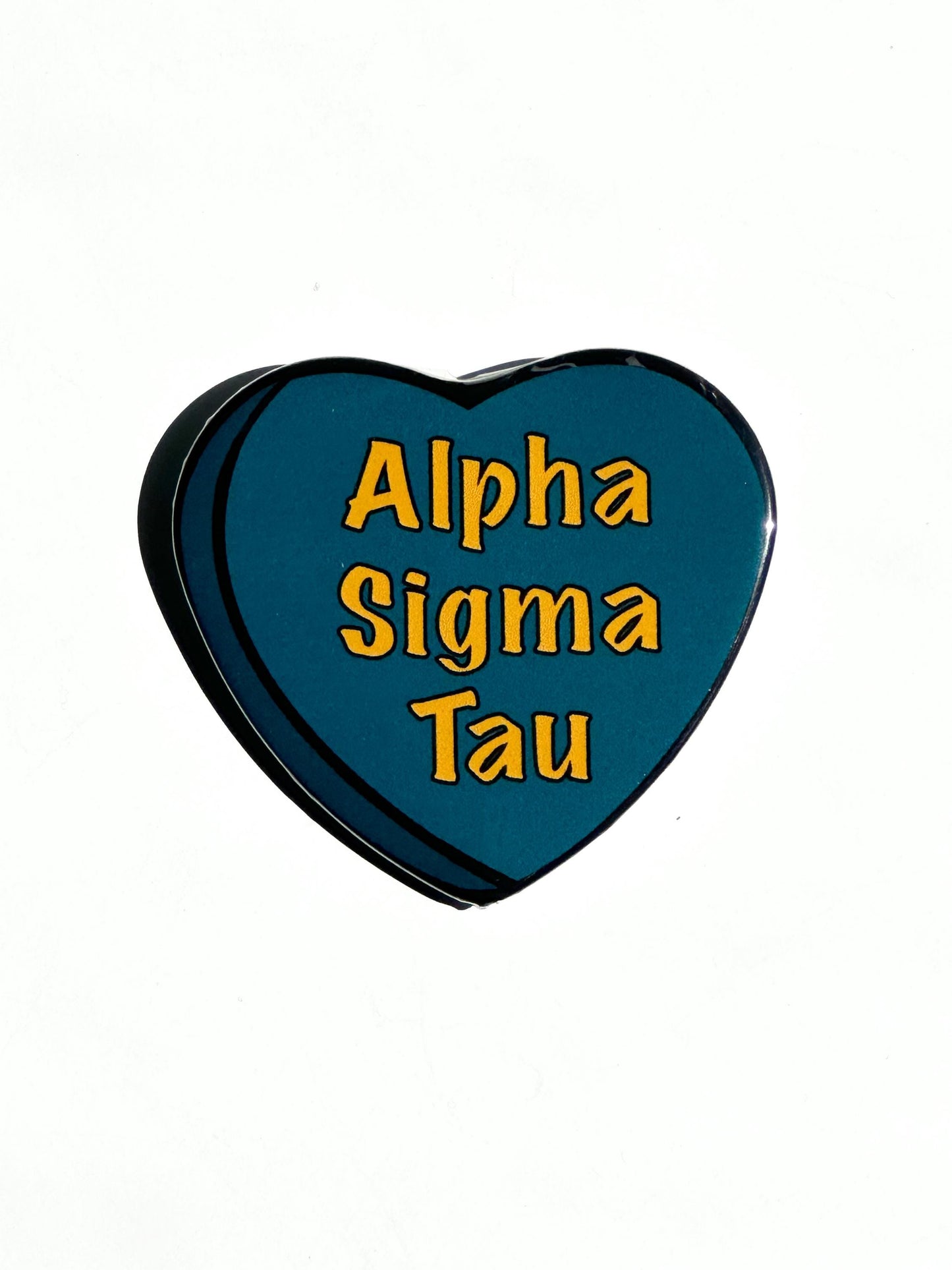 Alpha Sigma Tau Candy Heart Button