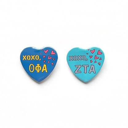 XOXO Sorority Heart Shaped Button