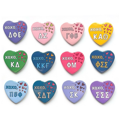 XOXO Sorority Heart Shaped Button