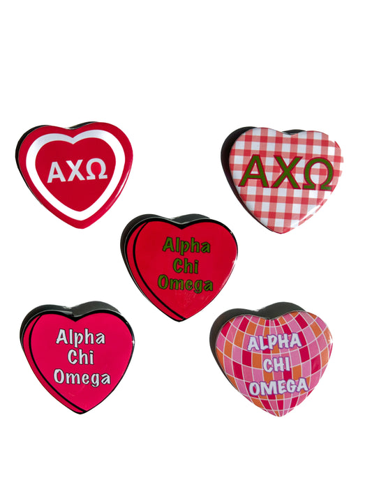 Alpha Chi Omega  Heart Button Set