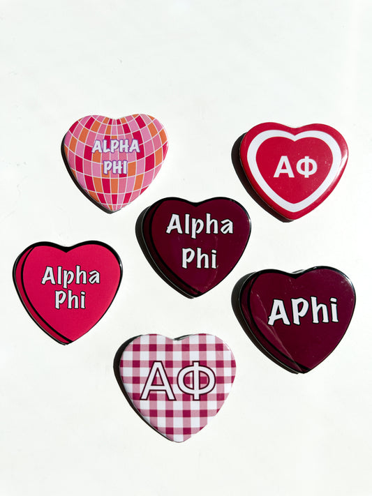 Alpha Phi Heart Button Set