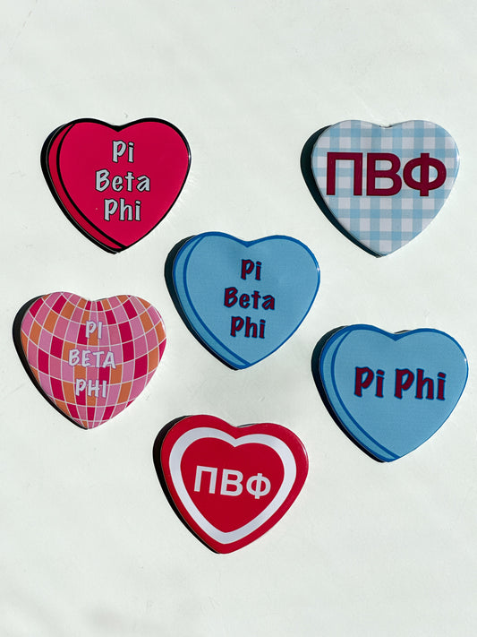 Pi Beta Phi Heart Button Set