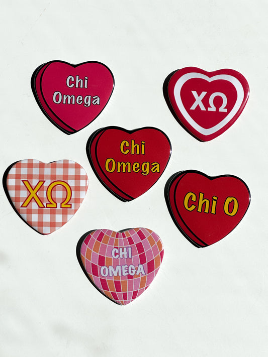 Chi Omega Heart Button Set