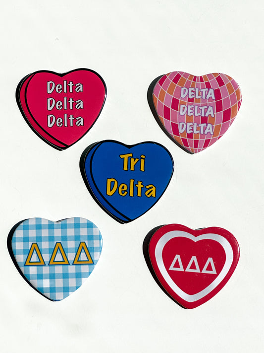 Delta Delta Delta Heart Button Set