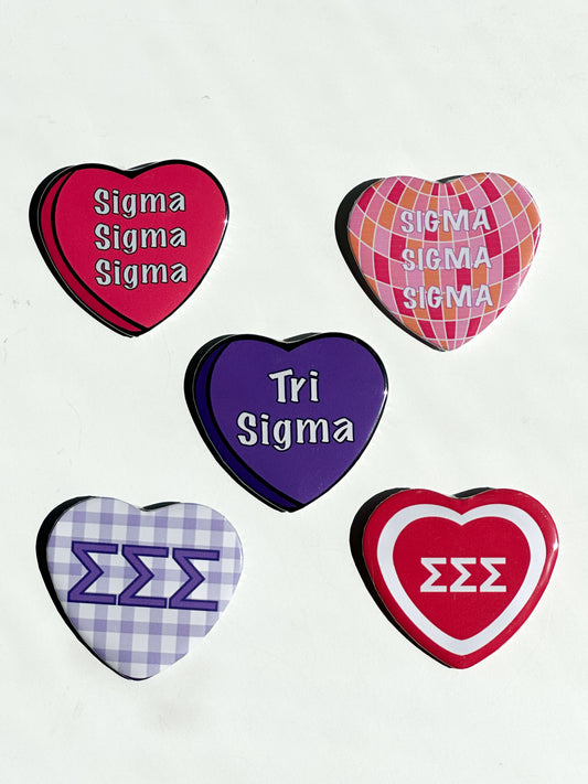 Sigma Sigma Sigma Heart Button Set