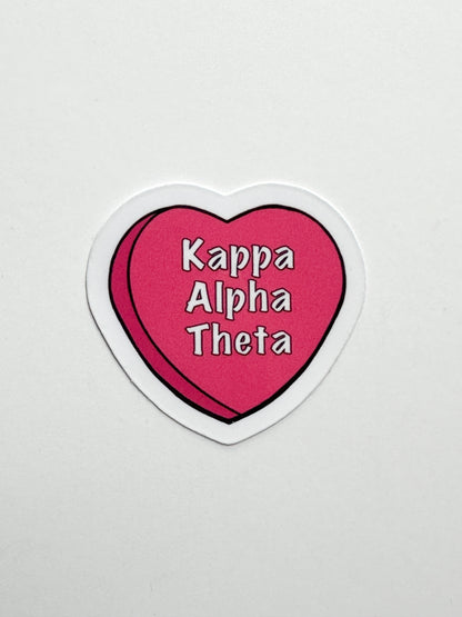 Pink Candy Heart Sorority Sticker
