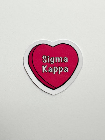 Pink Candy Heart Sorority Sticker