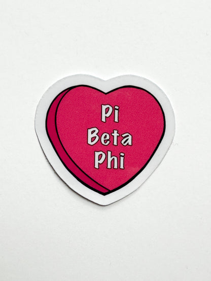 Pink Candy Heart Sorority Sticker