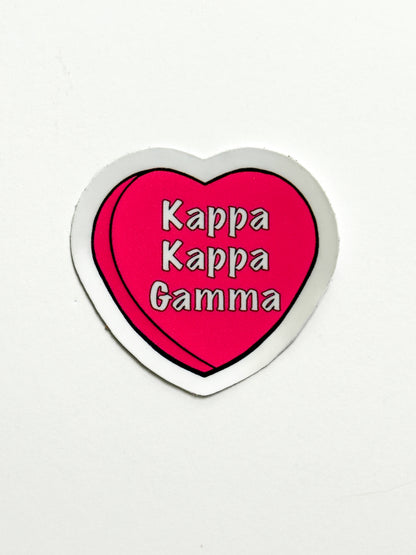 Pink Candy Heart Sorority Sticker