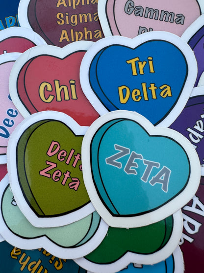 Sorority Colors Candy Heart Sticker