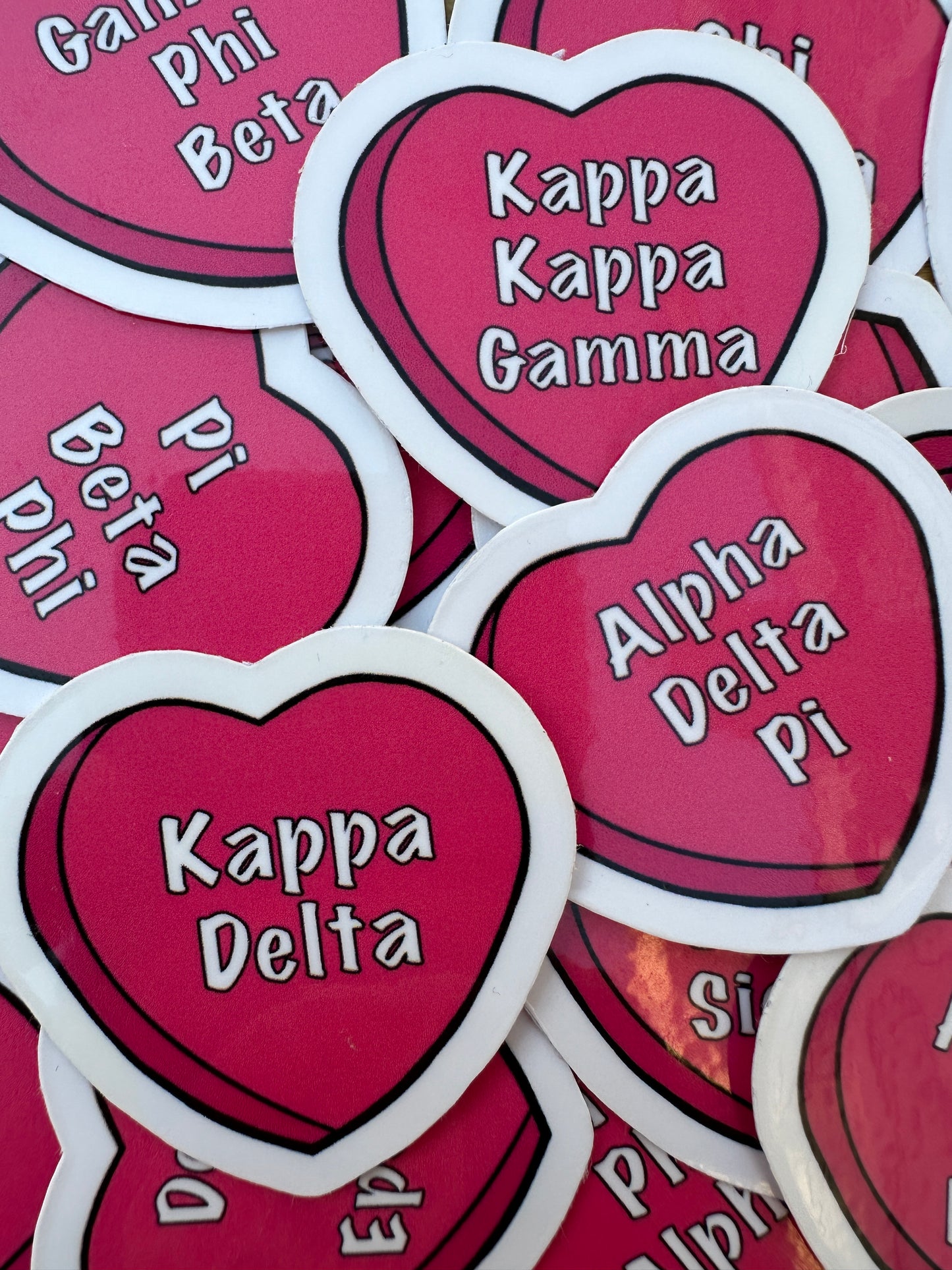 Pink Candy Heart Sorority Sticker