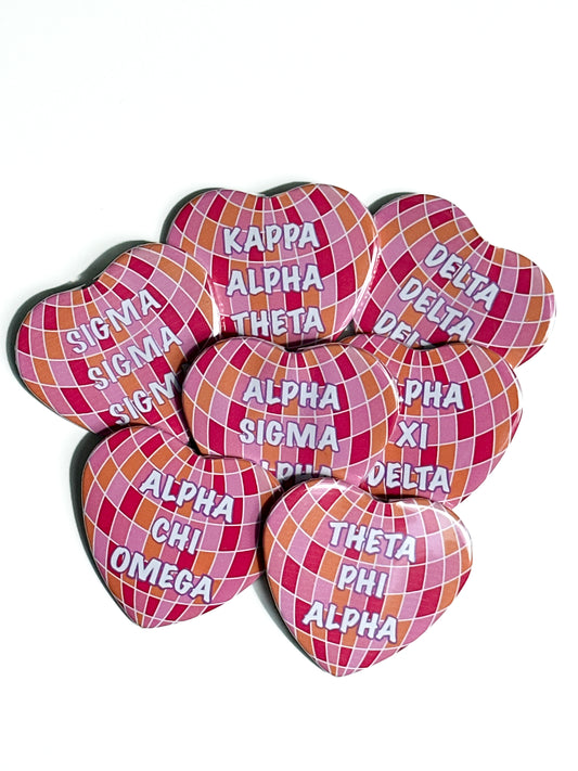 Disco Heart Sorority Button