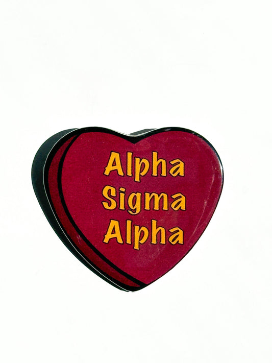 Alpha Sigma Alpha Candy Heart Button