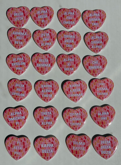 Disco Heart Sorority Button