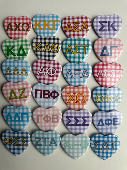 Picnic Heart Sorority Button