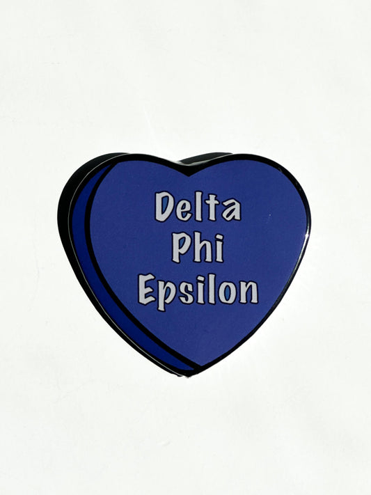 Delta Phi Epsilon Candy Heart Button