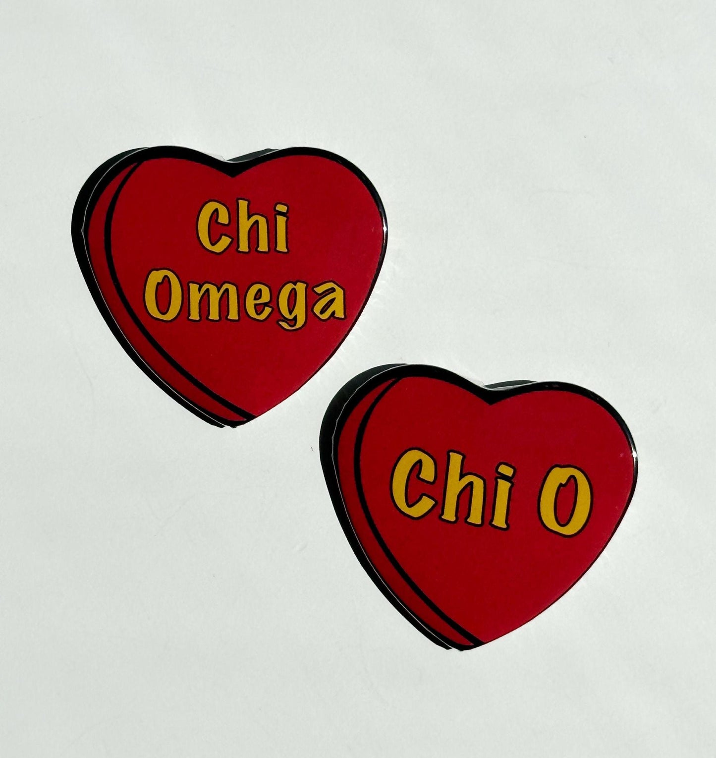 Chi Omega Candy Heart Button